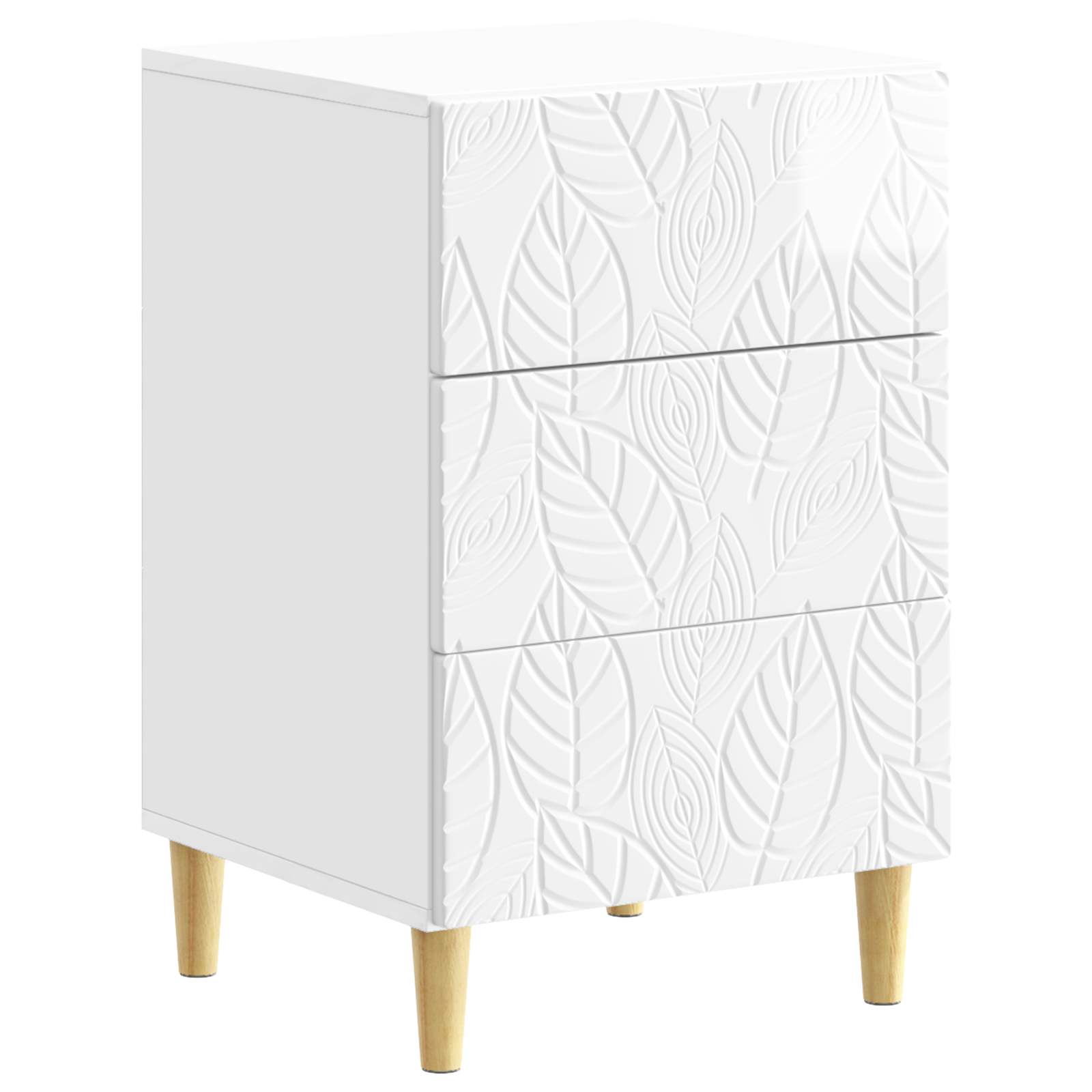 Κομοδίνο Γυαλιστερό Λευκό 43 x 39,5 x 66,5 εκ - Pakobazaar