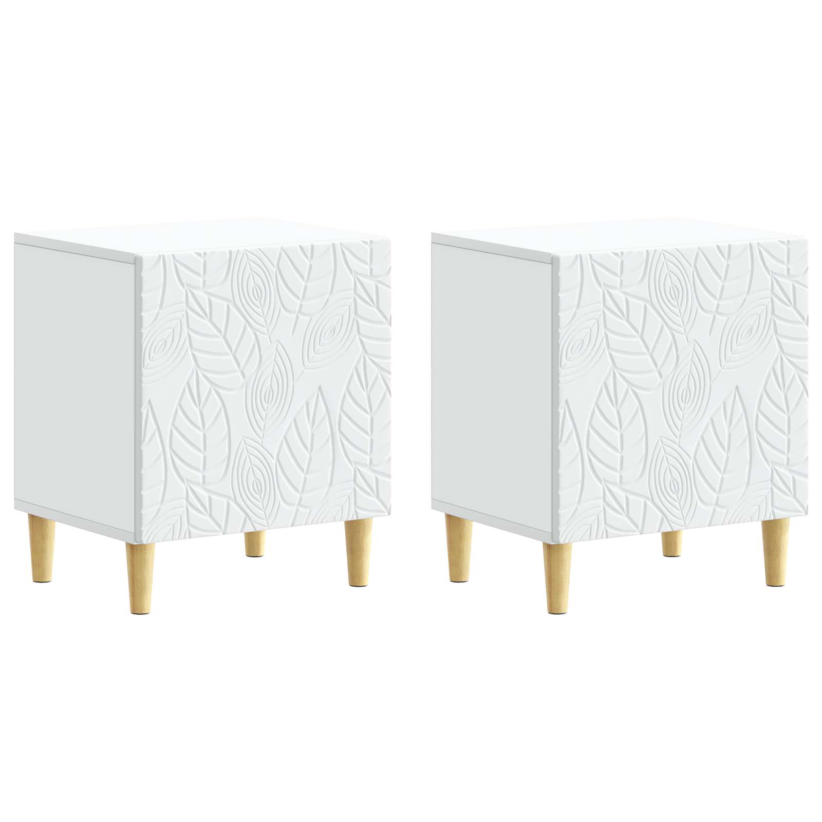 Κομοδίνο 2 pcs Λευκό 43 x 34,5 x 50 εκ Επεξεργασμένο Ξύλο - Pakobazaar