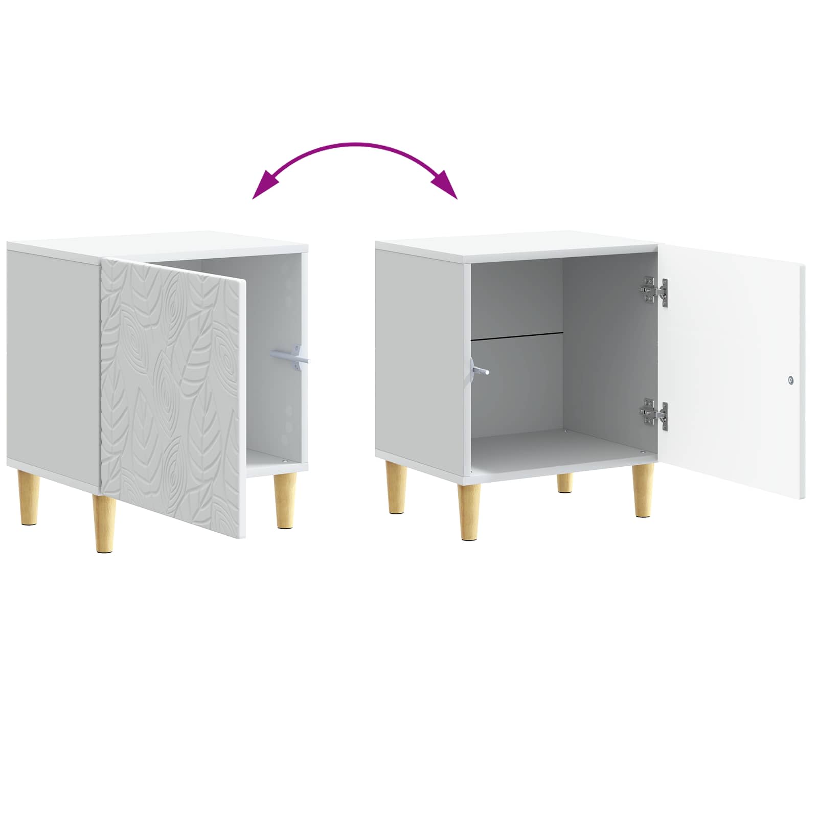 Κομοδίνο 2 pcs Λευκό 43 x 34,5 x 50 εκ Επεξεργασμένο Ξύλο - Pakobazaar