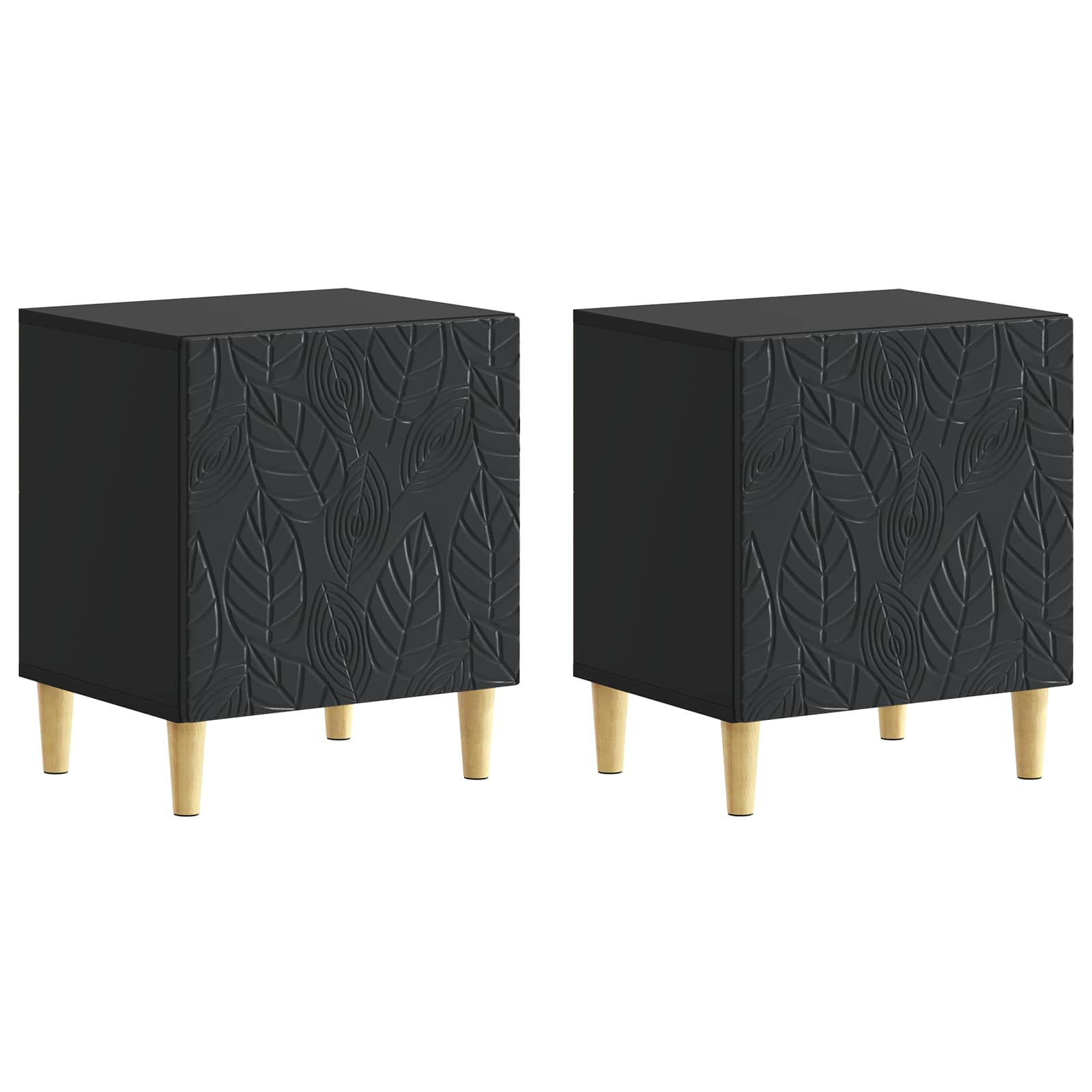 Κομοδίνο 2 pcs Μαύρο 43 x 34,5 x 50 εκ Επεξεργασμένο Ξύλο - Pakobazaar