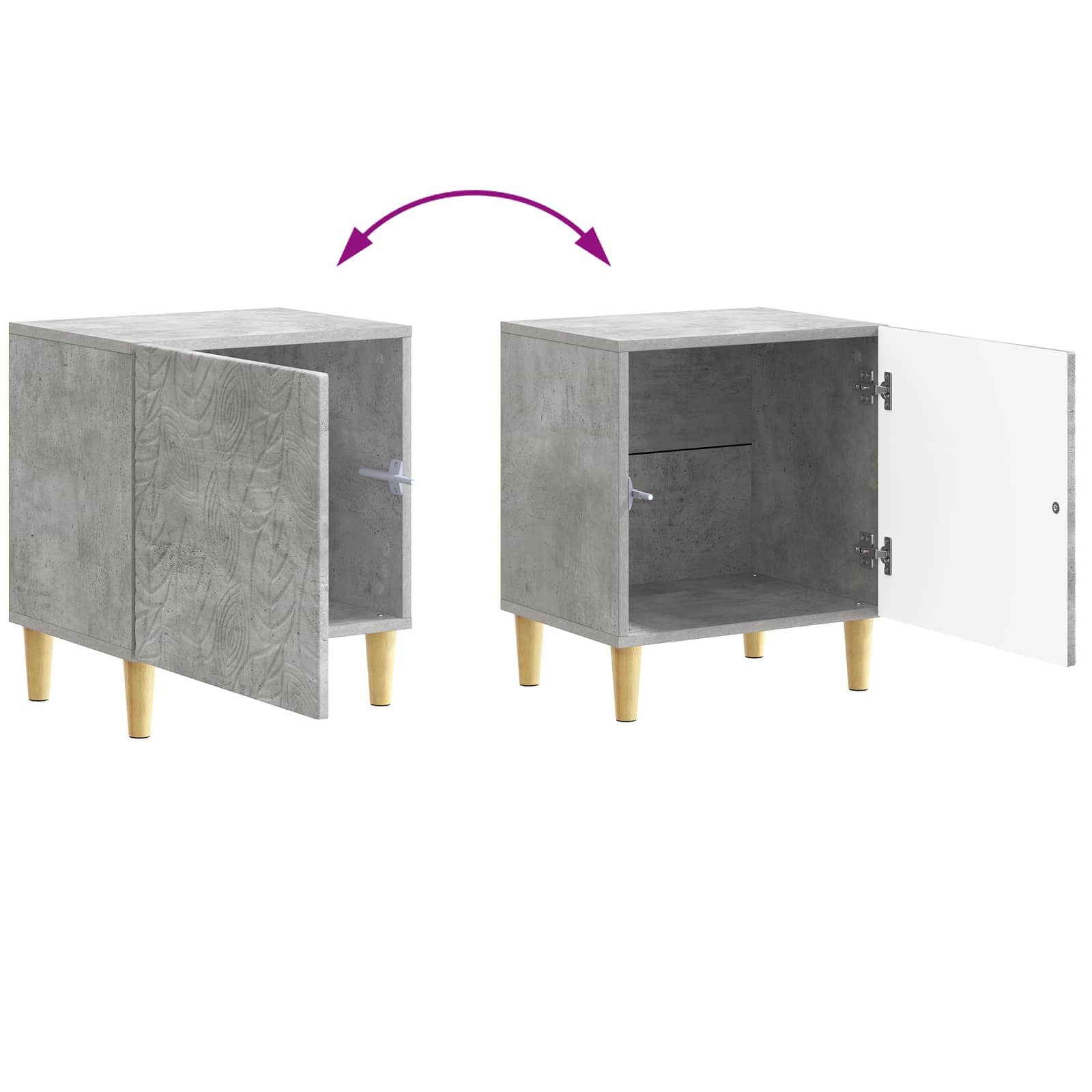 Κομοδίνο 2 pcs Γκρι Σκυροδέματος 43 x 34,5 x 50 εκ - Pakobazaar