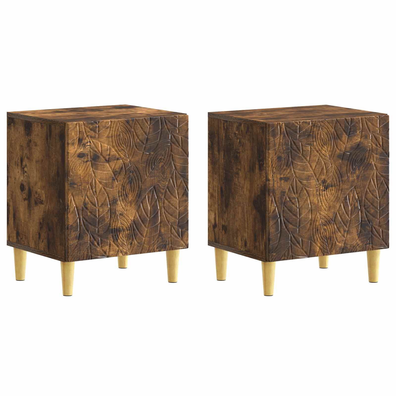 Κομοδίνο 2 pcs Καπνισμένο Ξύλο Δρυός 43 x 34,5 x 50 εκ - Pakobazaar