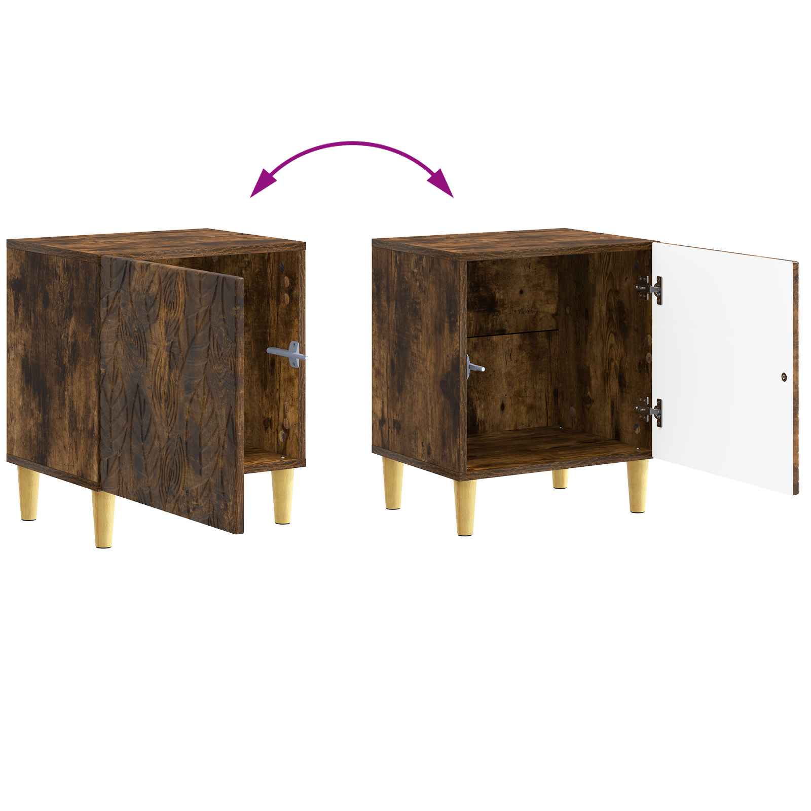Κομοδίνο 2 pcs Καπνισμένο Ξύλο Δρυός 43 x 34,5 x 50 εκ - Pakobazaar