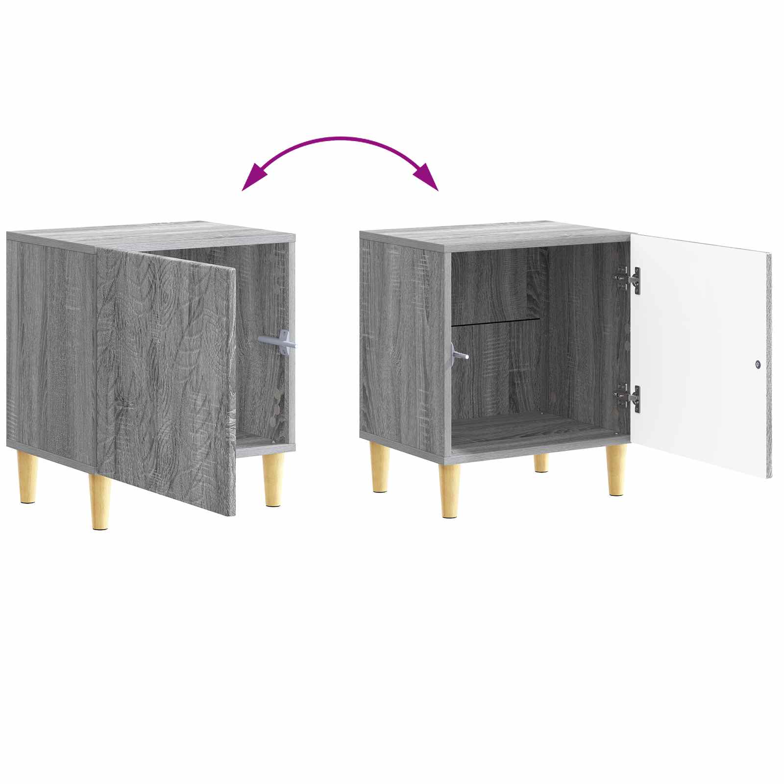 Κομοδίνο 2 pcs Γκρι Sonoma 43 x 34,5 x 50 εκ Επεξεργασμένο Ξύλο - Pakobazaar