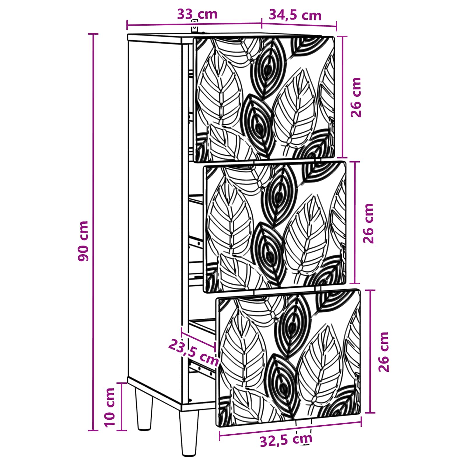 Ντουλάπι με Συρτάρια Sonoma Δρυς 33 x 34,5 x 90 εκ - Pakobazaar