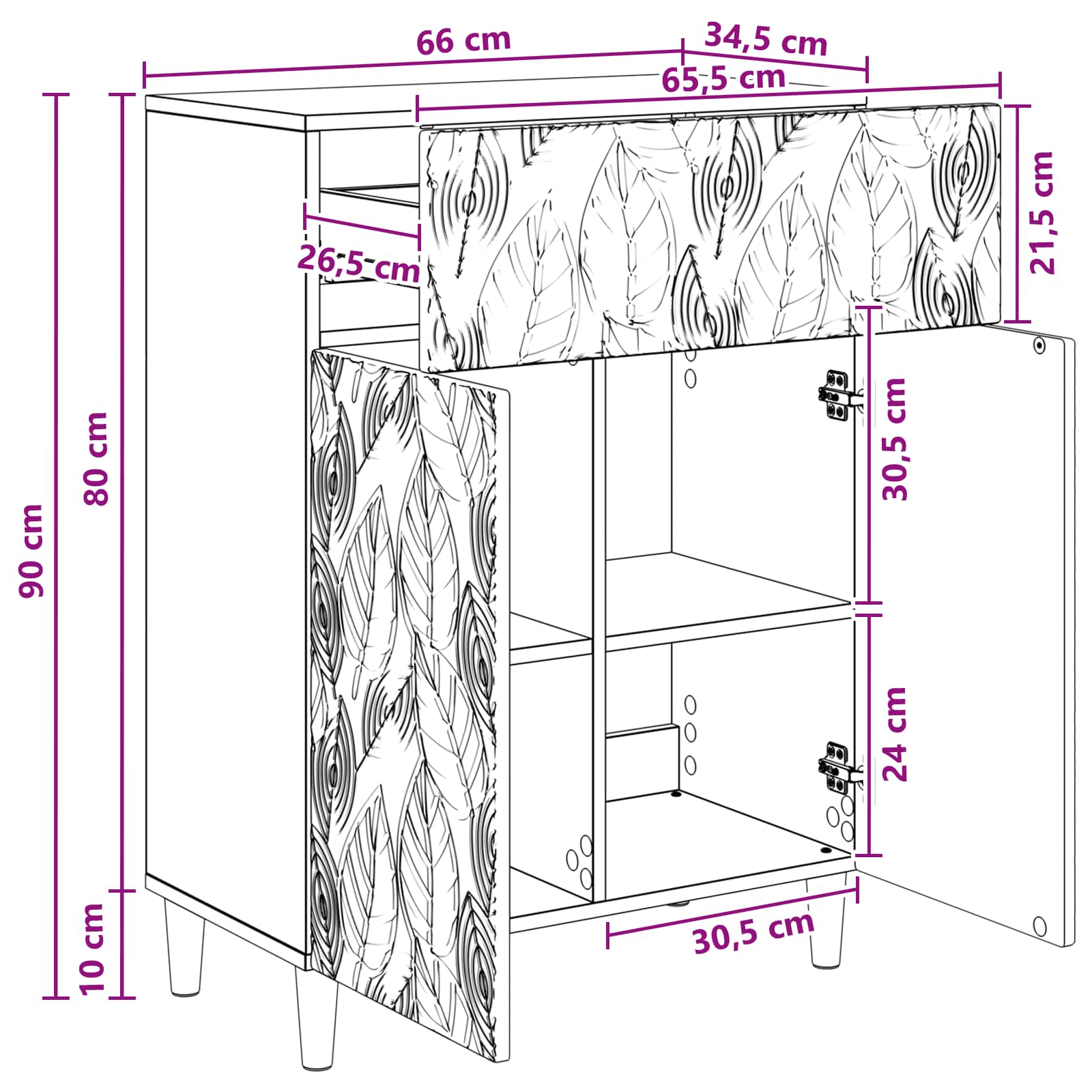 Πλαϊνό γραφείο Artisan Δρυς 66 x 34,5 x 90 εκ - Pakobazaar
