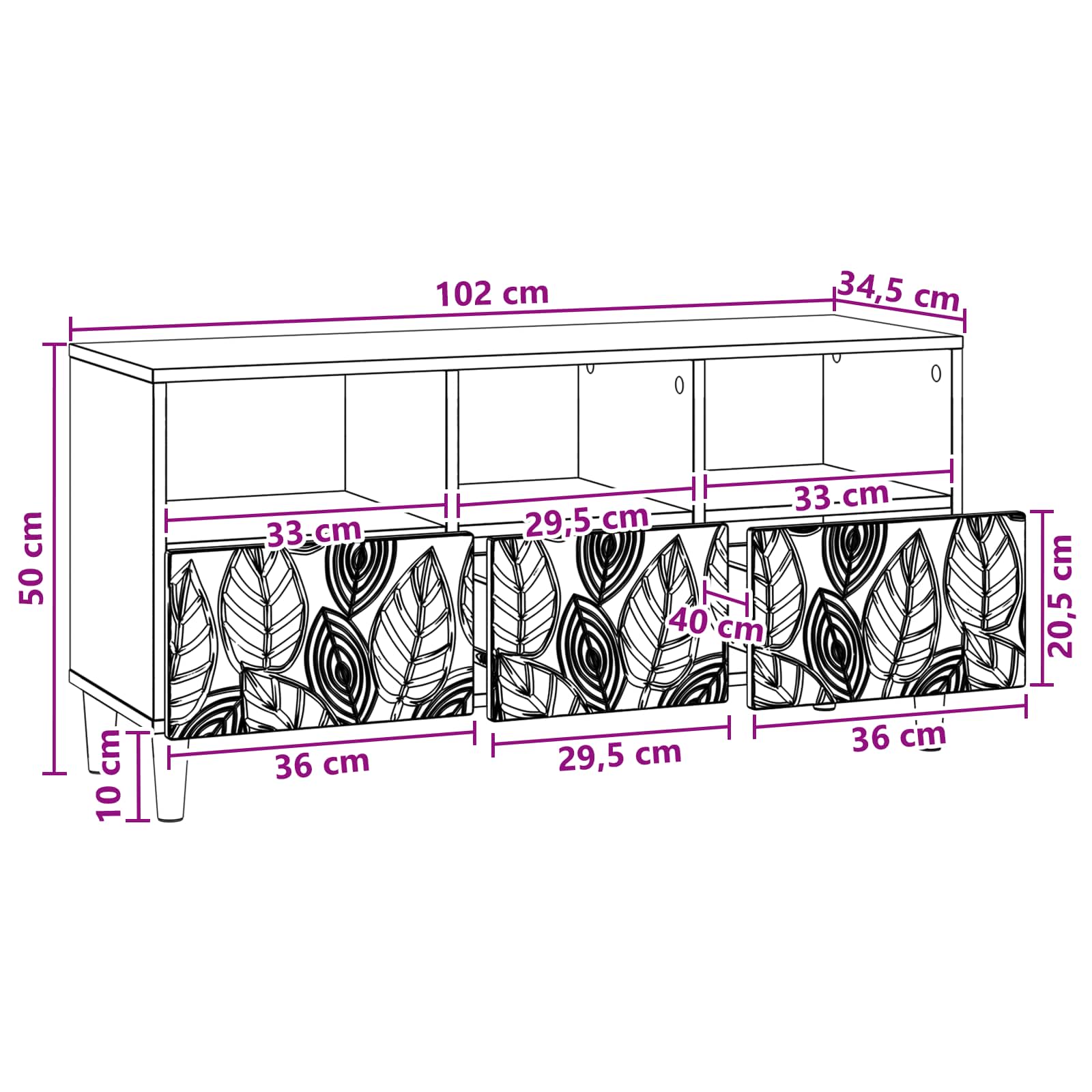 Ντουλάπι TV 102 x 34,5 x 50 εκ. Artisan Δρυς Επεξεργασμένο Ξύλο - Pakobazaar