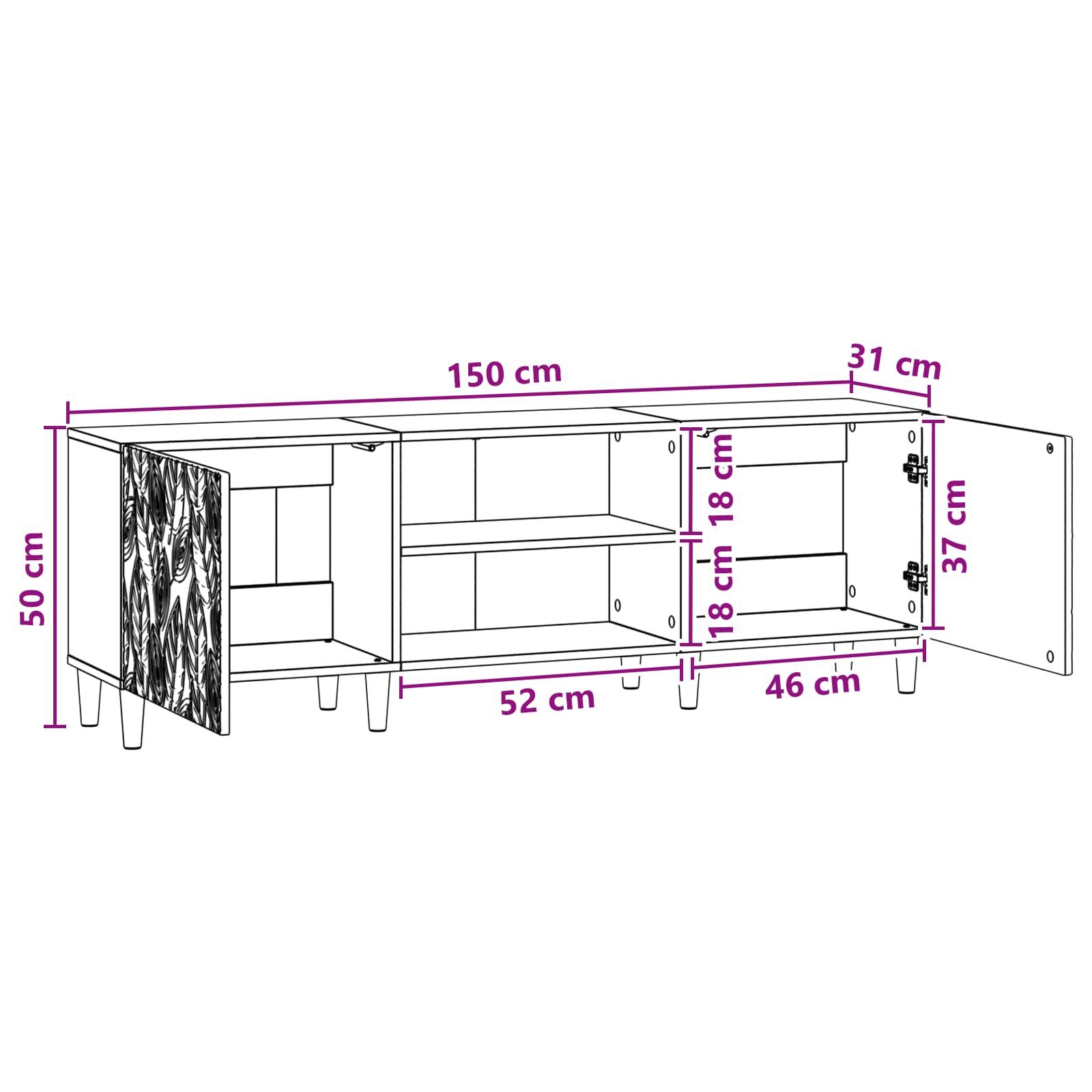 Ντουλάπι TV 150 x 31 x 50 εκ. Γκρι Σκυροδέματος - Pakobazaar