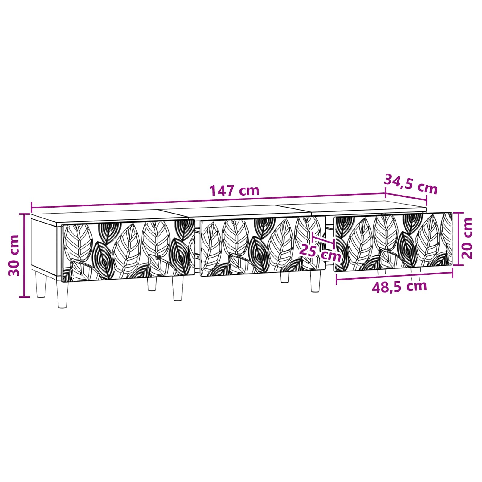 Ντουλάπι TV 147 x 34,5 x 30 εκ Καπνισμένο Ξύλο Δρυός - Pakobazaar