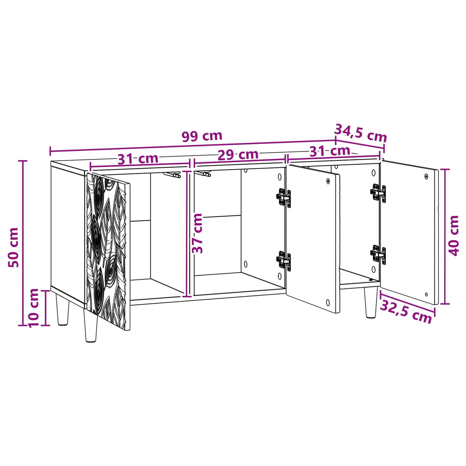 Ντουλάπι TV 99 x 34,5 x 50 εκ. Γυαλιστερό Λευκό - Pakobazaar