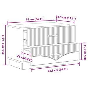 Κομοδίνο Μαύρο 62 x 34,5 x 44,5 εκ Επεξεργασμένο Ξύλο - Pakobazaar