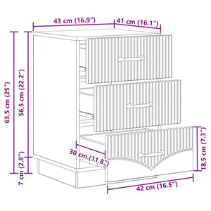 Κομοδίνο Γυαλιστερό Λευκό 43 x 41 x 63,5 εκ. Επεξεργασμένο Ξύλο - Pakobazaar