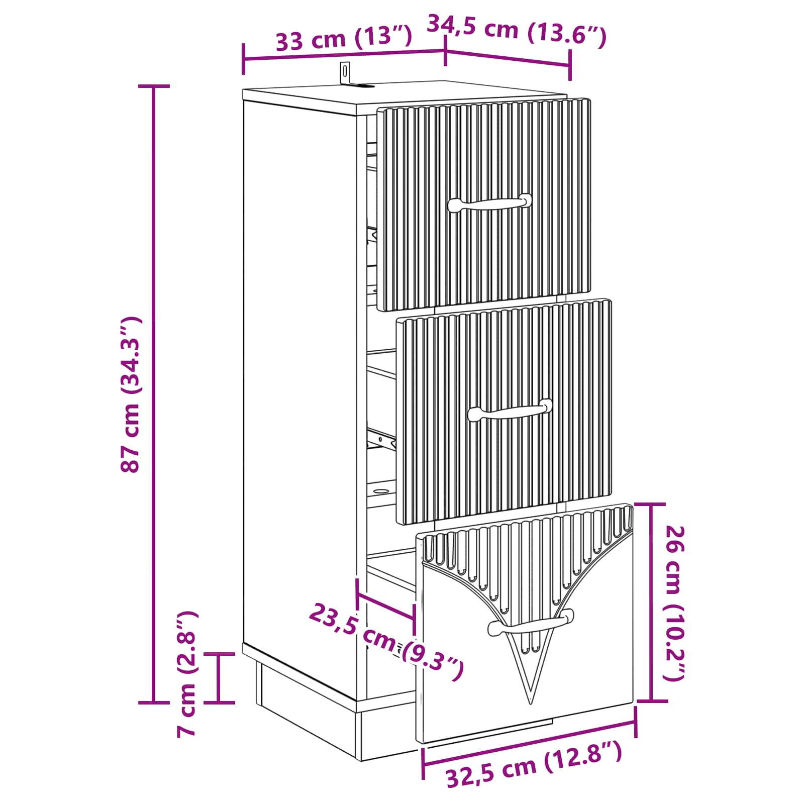 Ντουλάπι με Συρτάρια Artisan Δρυς 33 x 34,5 x 87 εκ. - Pakobazaar