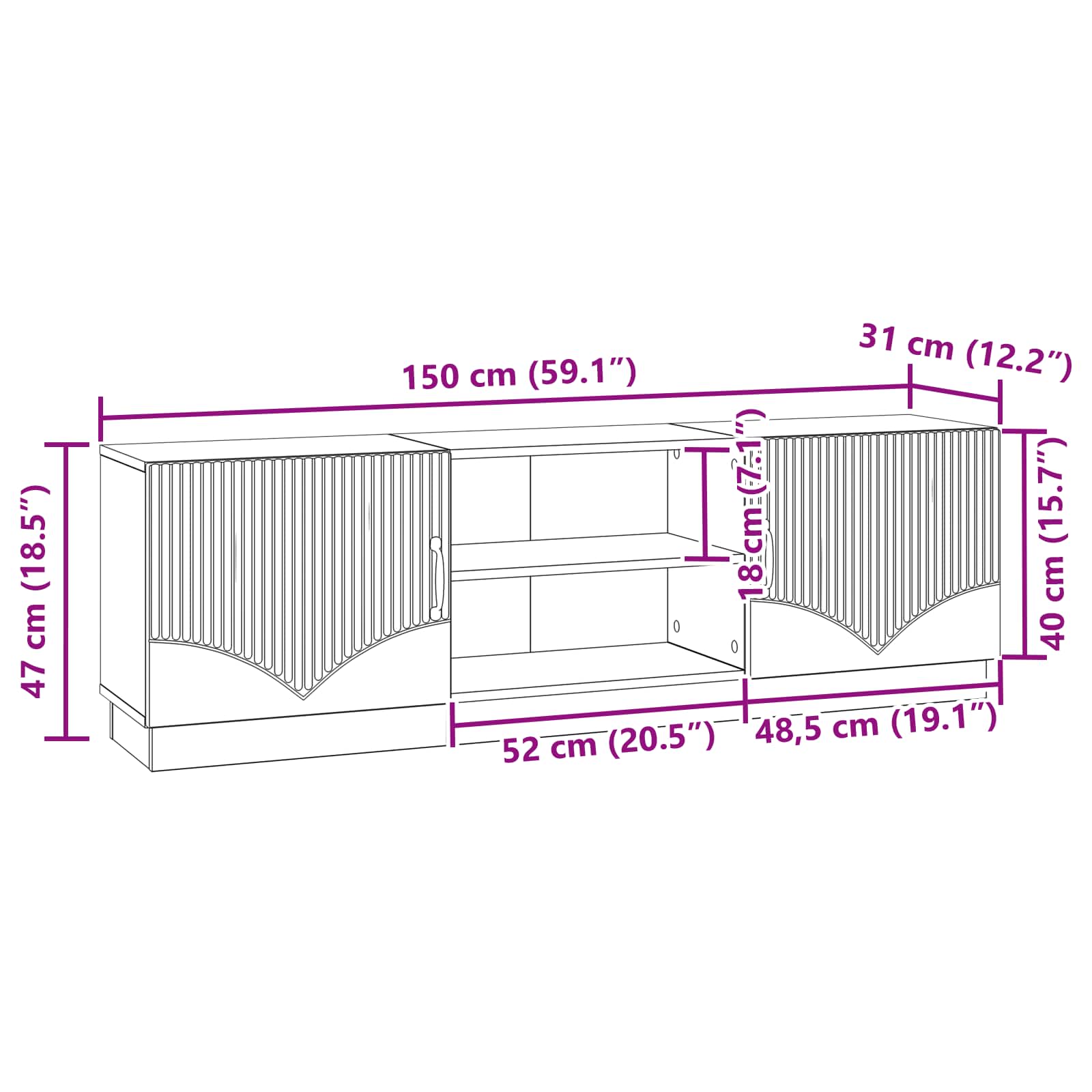 Ντουλάπι TV Sonoma Δρυς 150 x 31 x 47 εκ Επεξεργασμένο Ξύλο - Pakobazaar