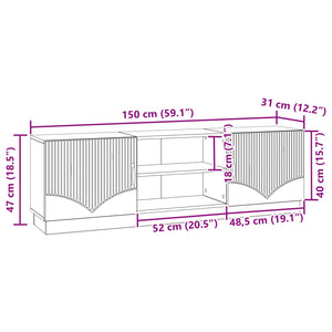 Ντουλάπι TV Γυαλιστερό Λευκό 150 x 31 x 47 εκ - Pakobazaar