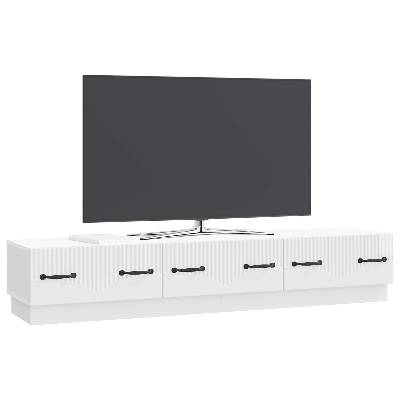 Ντουλάπι TV με συρτάρι Γυαλιστερό Λευκό 147 x 34,5 x 27 εκ - Pakobazaar