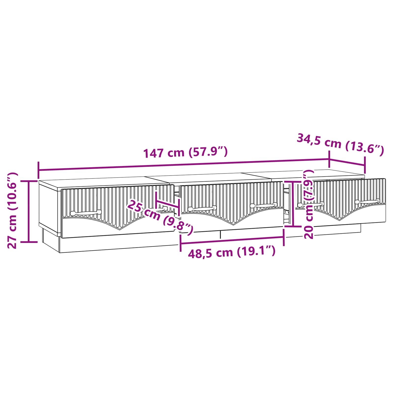 Ντουλάπι TV Artisan Δρυς 147 x 34,5 x 27 εκ Επεξεργασμένο Ξύλο - Pakobazaar
