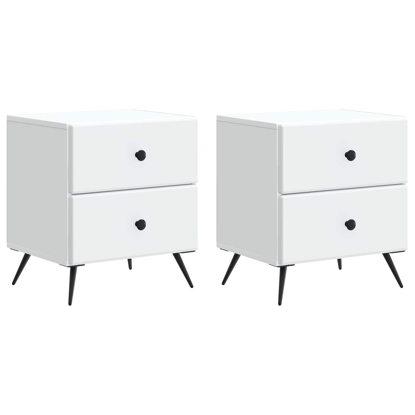Κομοδίνο 2 pcs Λευκό 43 x 34,5 x 47,5 εκ Επεξεργασμένο Ξύλο - Pakobazaar