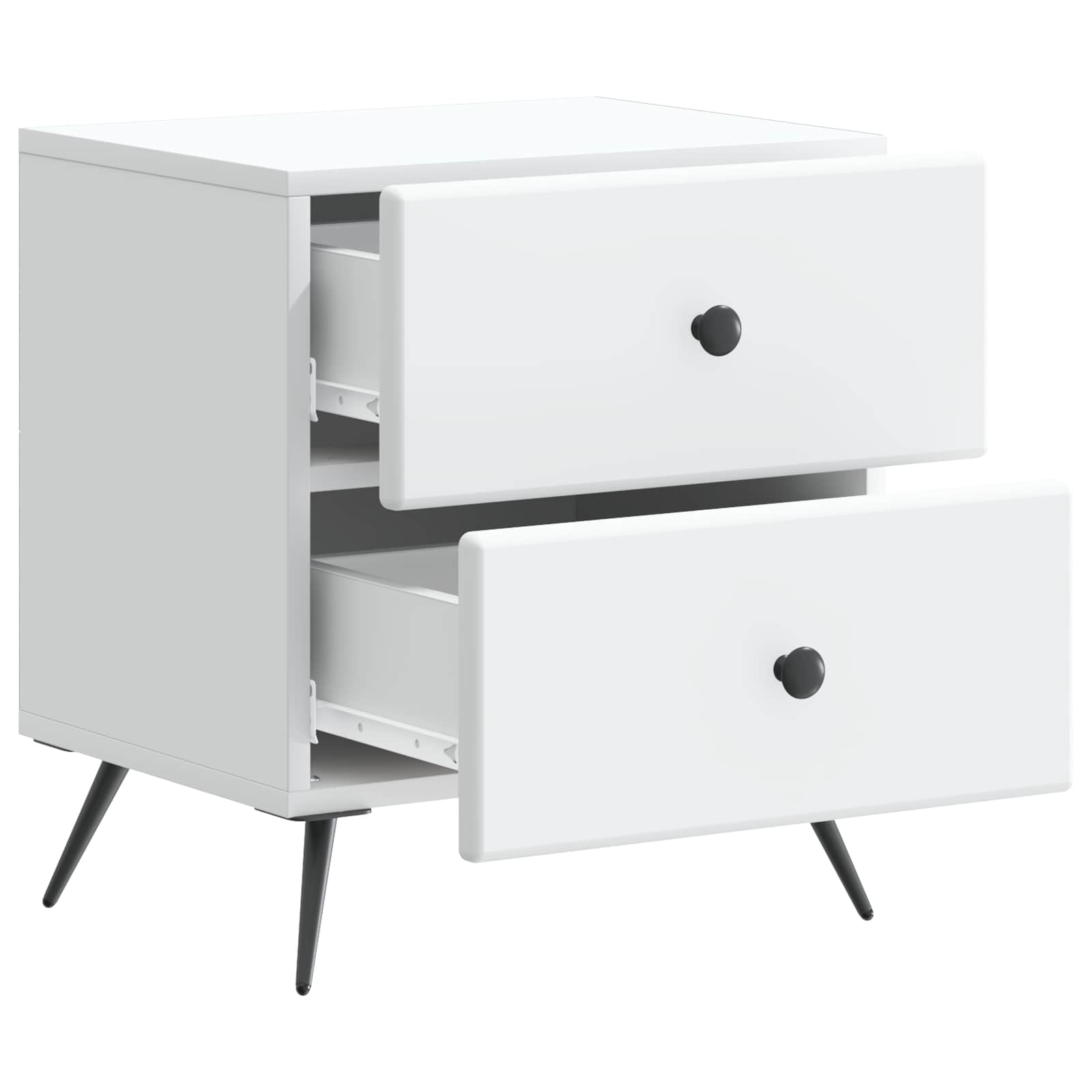 Κομοδίνο 2 pcs Λευκό 43 x 34,5 x 47,5 εκ Επεξεργασμένο Ξύλο - Pakobazaar