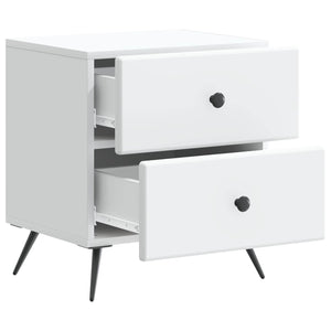 Κομοδίνο 2 pcs Λευκό 43 x 34,5 x 47,5 εκ Επεξεργασμένο Ξύλο - Pakobazaar