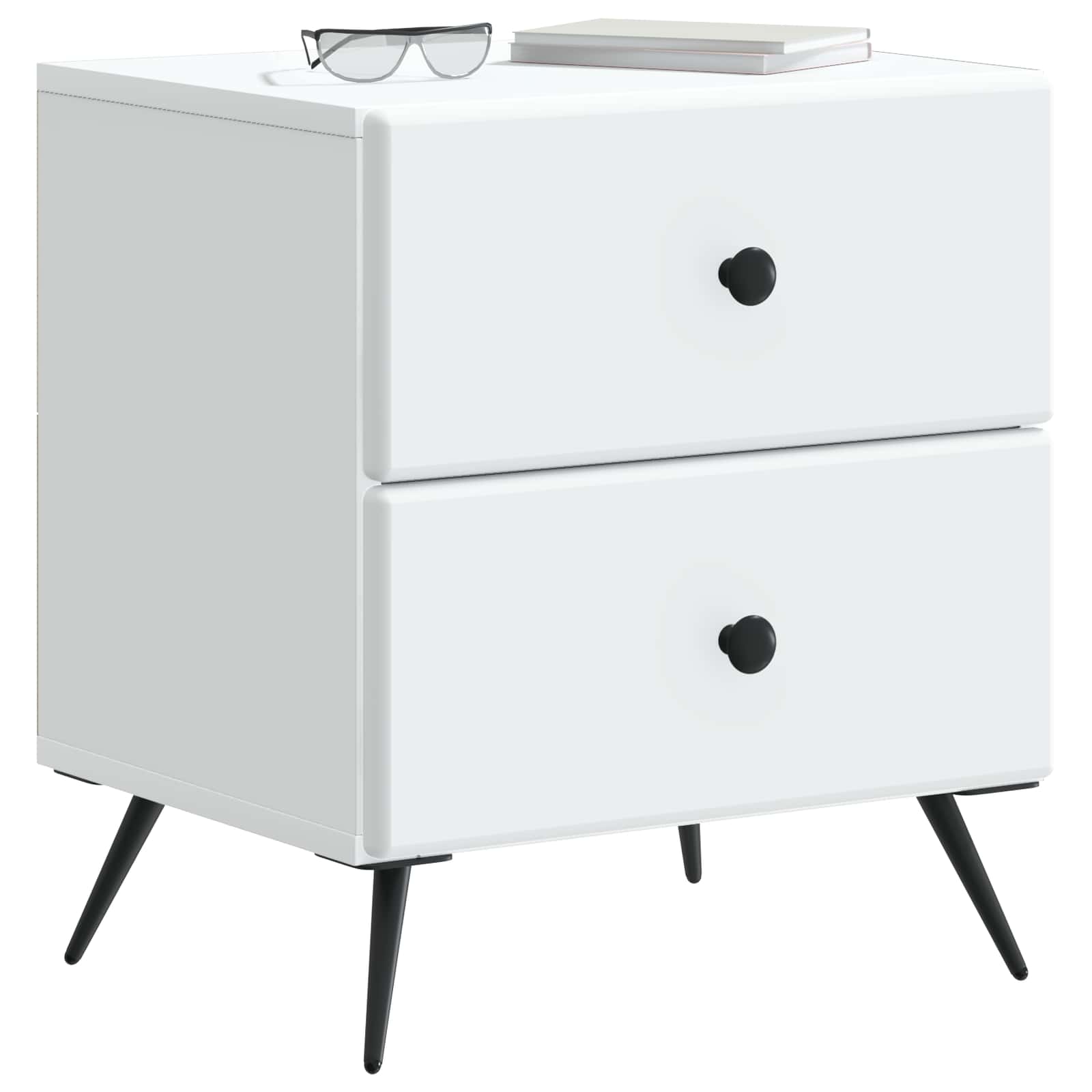 Κομοδίνο 2 pcs Λευκό 43 x 34,5 x 47,5 εκ Επεξεργασμένο Ξύλο - Pakobazaar