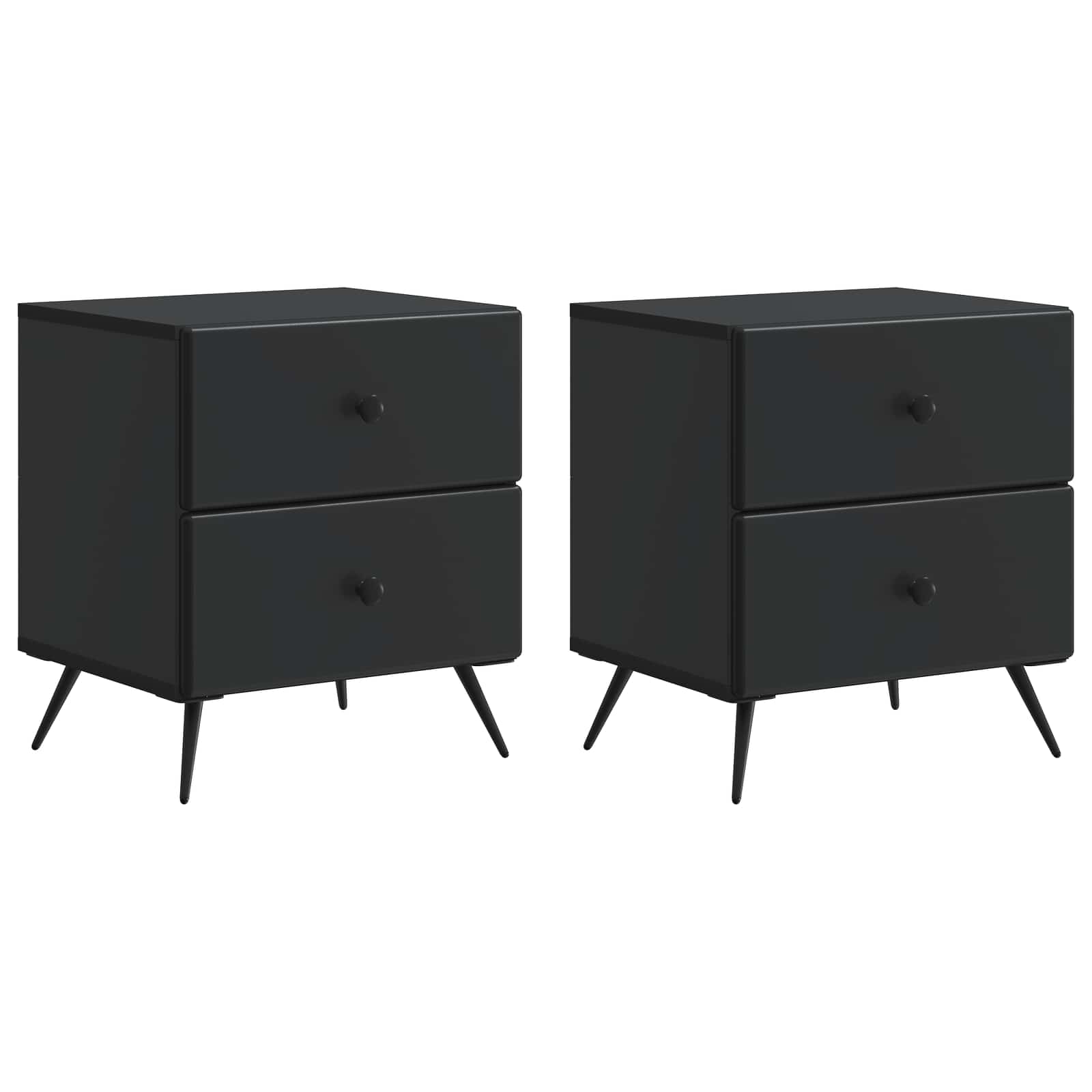 Κομοδίνο 2 pcs Μαύρο 43 x 34,5 x 47,5 εκ Επεξεργασμένο Ξύλο - Pakobazaar