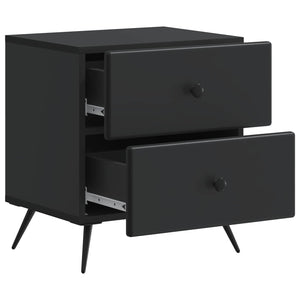 Κομοδίνο 2 pcs Μαύρο 43 x 34,5 x 47,5 εκ Επεξεργασμένο Ξύλο - Pakobazaar