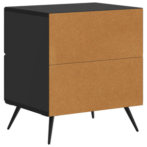 Κομοδίνο 2 pcs Μαύρο 43 x 34,5 x 47,5 εκ Επεξεργασμένο Ξύλο - Pakobazaar