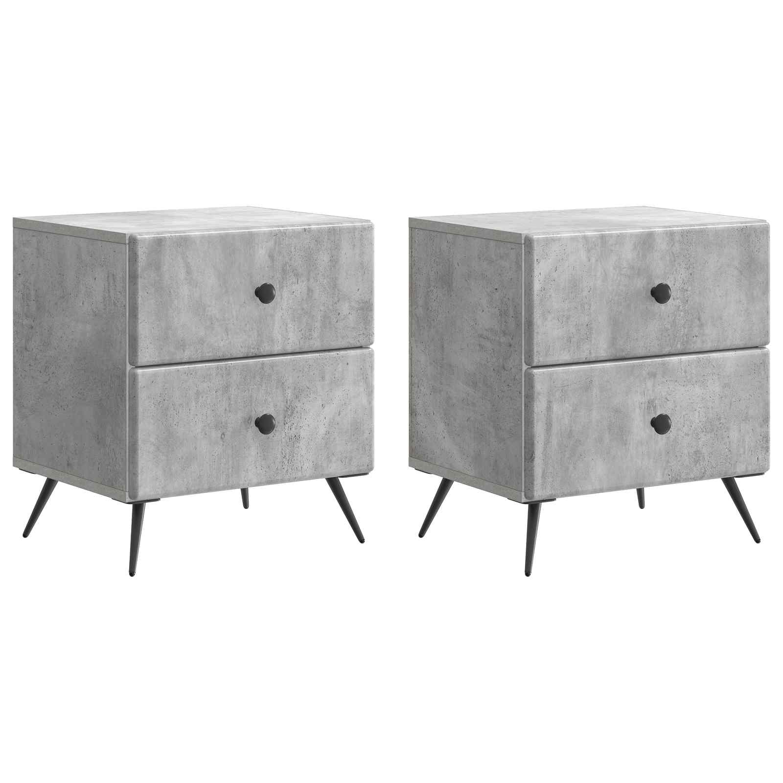 Κομοδίνο με συρτάρι 2 pcs Γκρι Σκυροδέματος 43 x 34,5 x 47,5 εκ - Pakobazaar