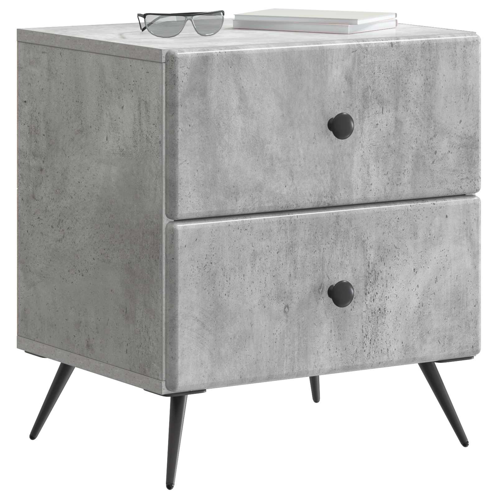 Κομοδίνο με συρτάρι 2 pcs Γκρι Σκυροδέματος 43 x 34,5 x 47,5 εκ - Pakobazaar