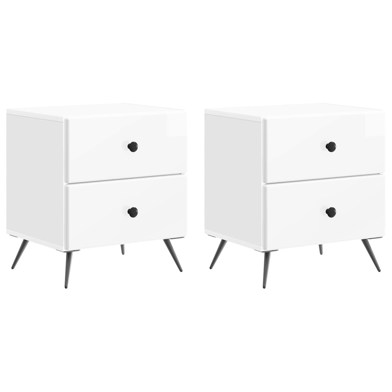 Κομοδίνο με συρτάρι 2 pcs Γυαλιστερό Λευκό 43 x 34,5 x 47,5 εκ - Pakobazaar