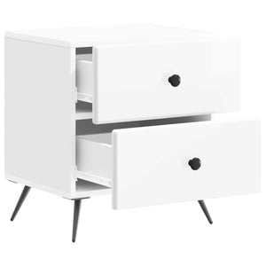 Κομοδίνο με συρτάρι 2 pcs Γυαλιστερό Λευκό 43 x 34,5 x 47,5 εκ - Pakobazaar