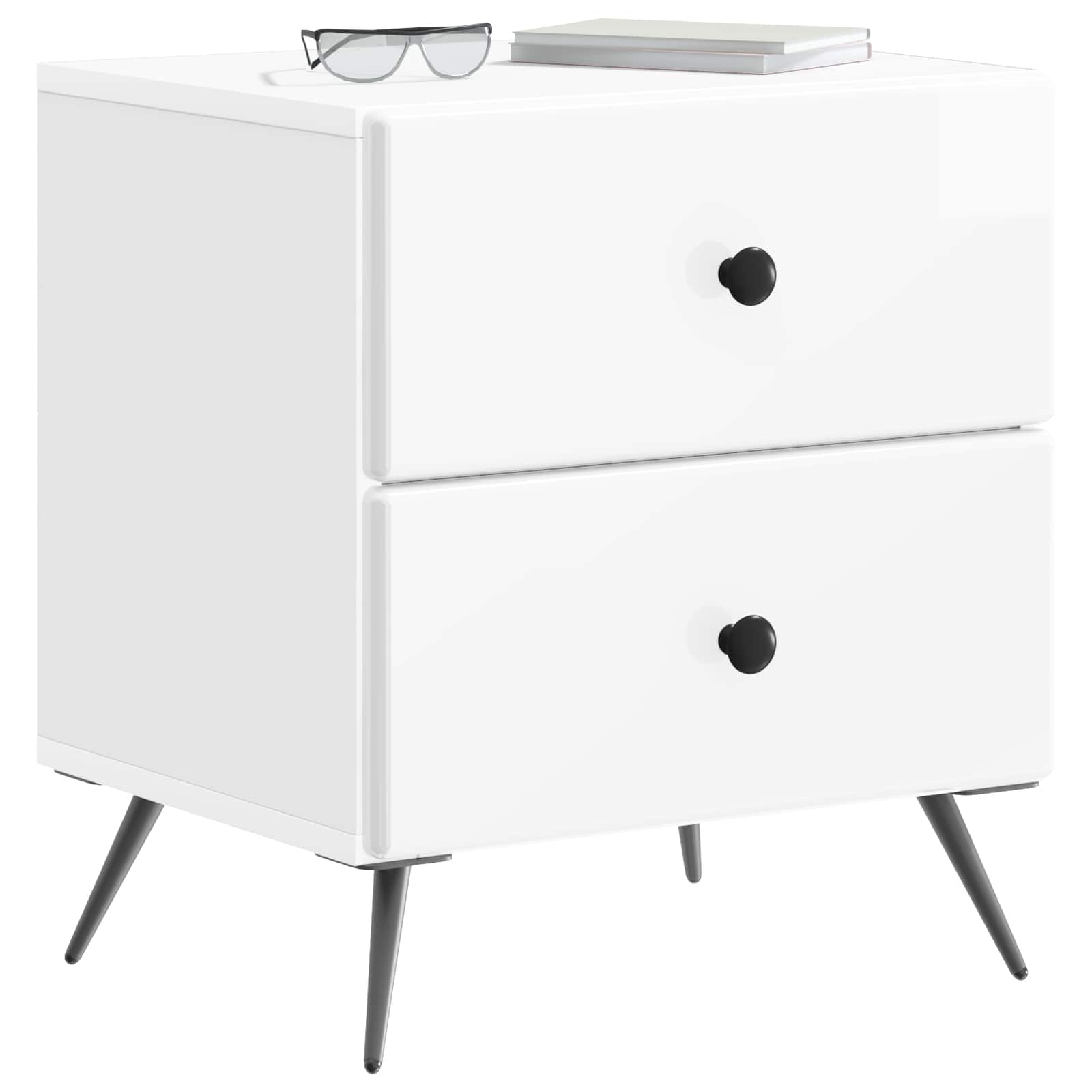Κομοδίνο με συρτάρι 2 pcs Γυαλιστερό Λευκό 43 x 34,5 x 47,5 εκ - Pakobazaar
