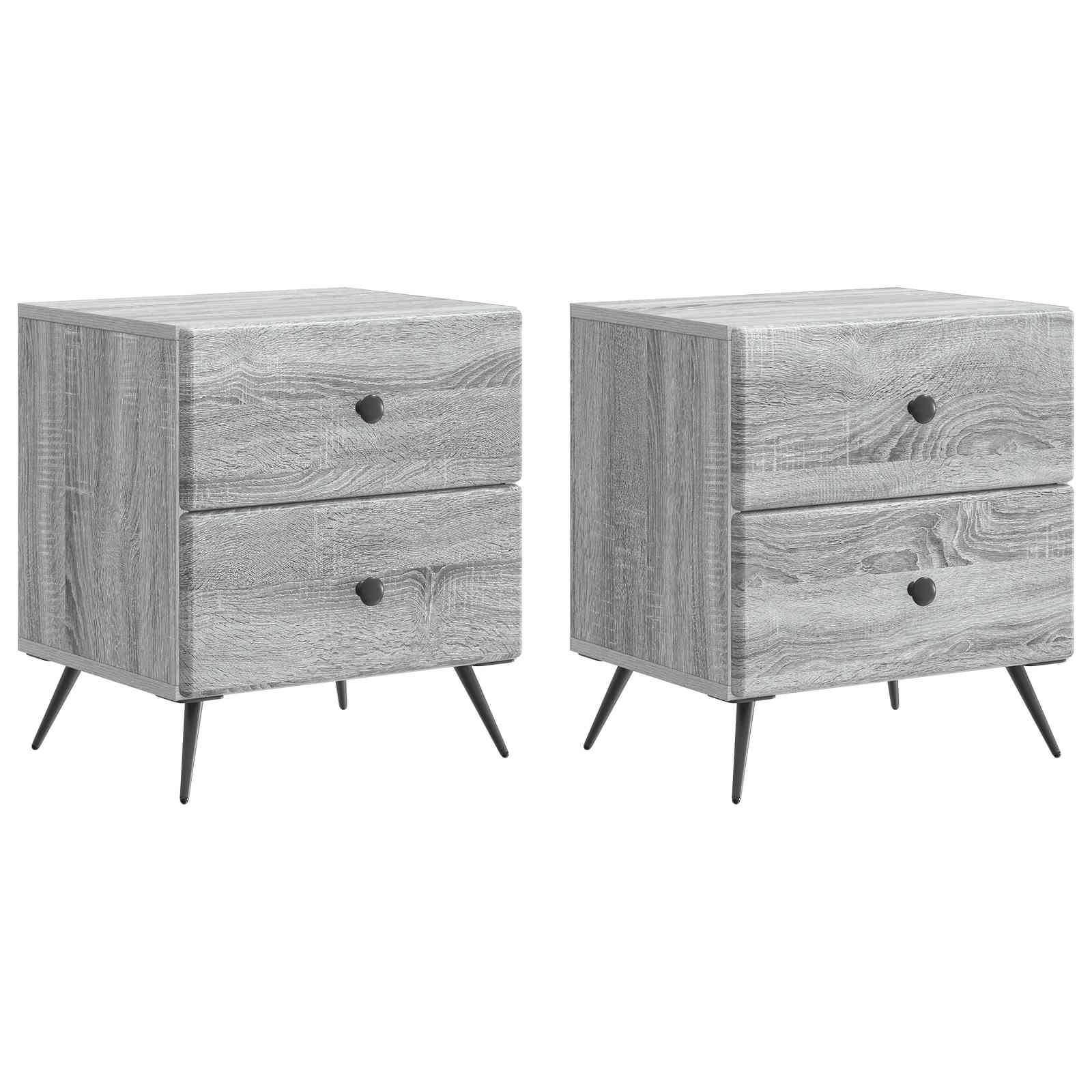 Κομοδίνο με συρτάρι 2 pcs Γκρι Sonoma 43 x 34,5 x 47,5 εκ - Pakobazaar