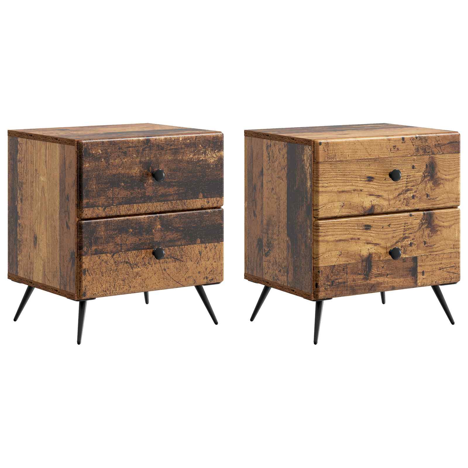 Κομοδίνο με συρτάρι 2 pcs Παλαιωμένο ξύλο 43 x 34,5 x 47,5 εκ - Pakobazaar