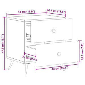 Κομοδίνο Artisan Δρυς 43 x 34,5 x 47,5 εκ Επεξεργασμένο Ξύλο - Pakobazaar