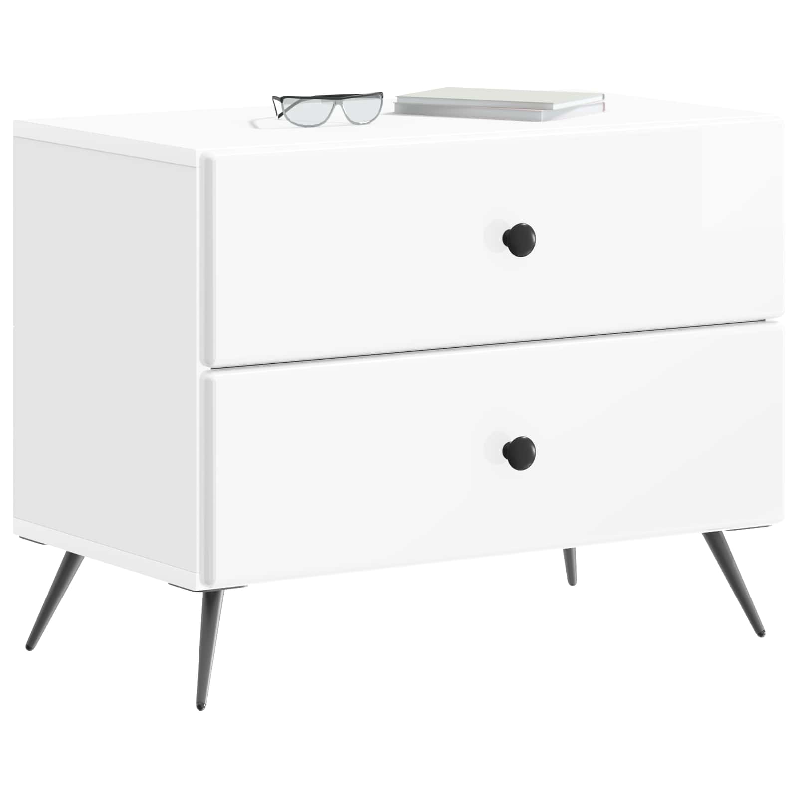Κομοδίνο με συρτάρι Γυαλιστερό Λευκό 62 x 34,5 x 47,5 εκ - Pakobazaar