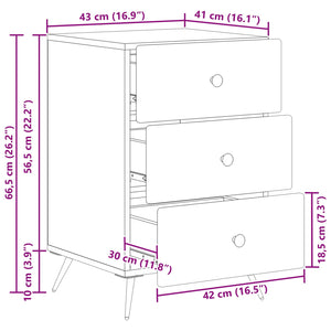 Κομοδίνο με συρτάρι Μαύρο 43 x 41 x 66,5 εκ. Επεξεργασμένο Ξύλο - Pakobazaar