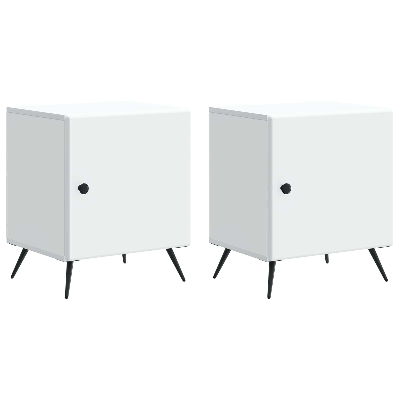 Κομοδίνο 2 pcs Λευκό 43 x 34,5 x 50 εκ Επεξεργασμένο Ξύλο - Pakobazaar