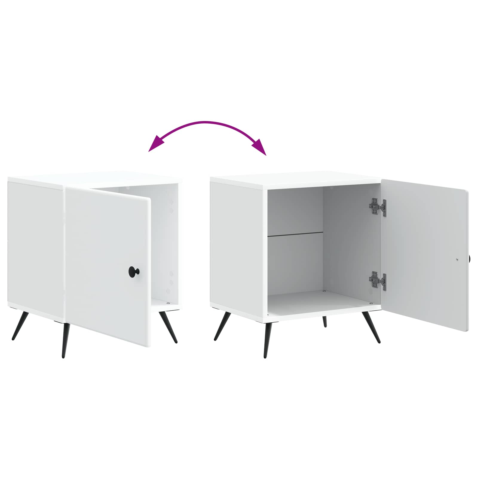 Κομοδίνο 2 pcs Λευκό 43 x 34,5 x 50 εκ Επεξεργασμένο Ξύλο - Pakobazaar