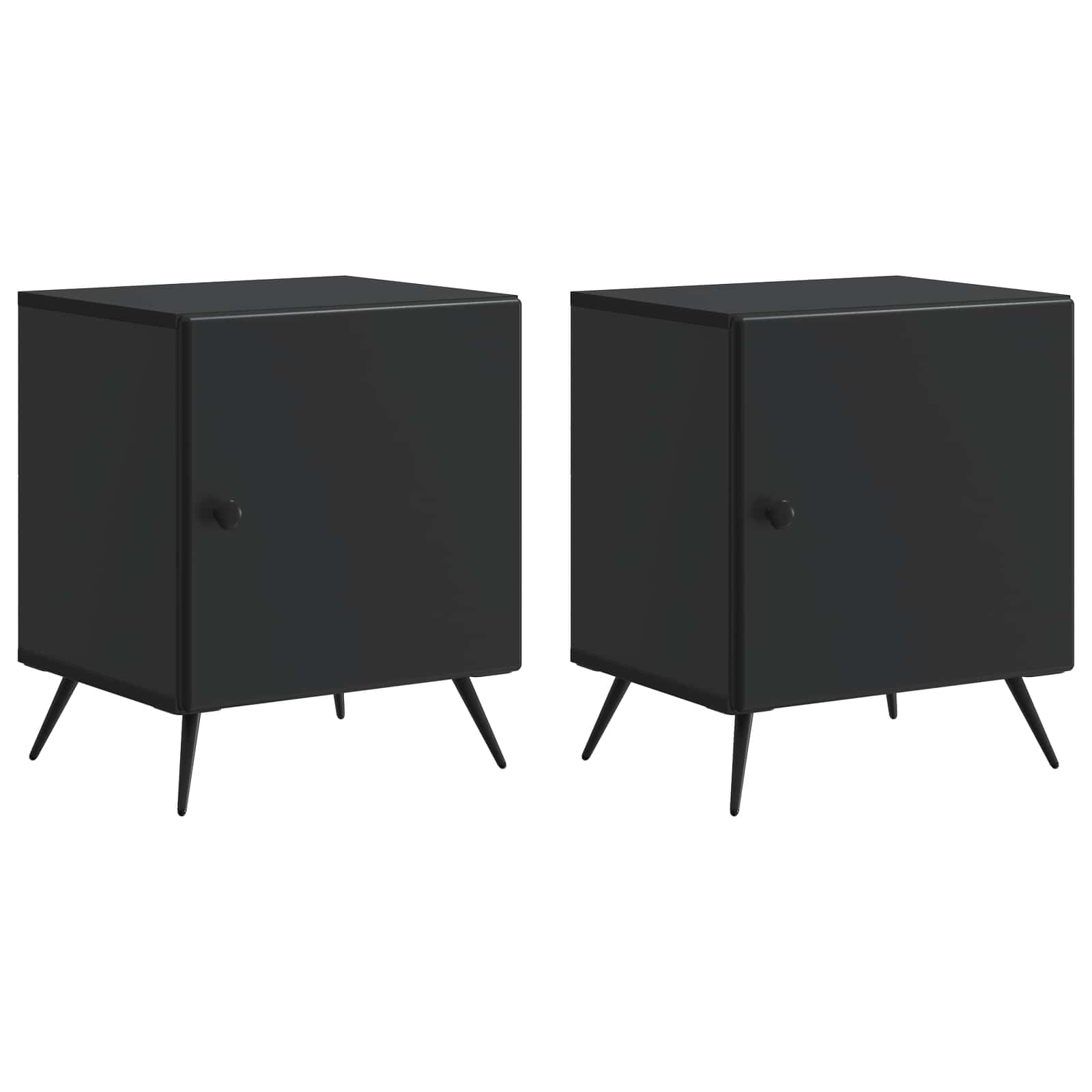 Κομοδίνο 2 pcs Μαύρο 43 x 34,5 x 50 εκ Επεξεργασμένο Ξύλο - Pakobazaar