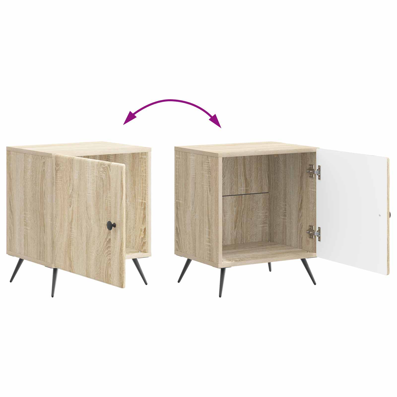 Κομοδίνο 2 pcs Sonoma Δρυς 43 x 34,5 x 50 εκ Επεξεργασμένο Ξύλο - Pakobazaar