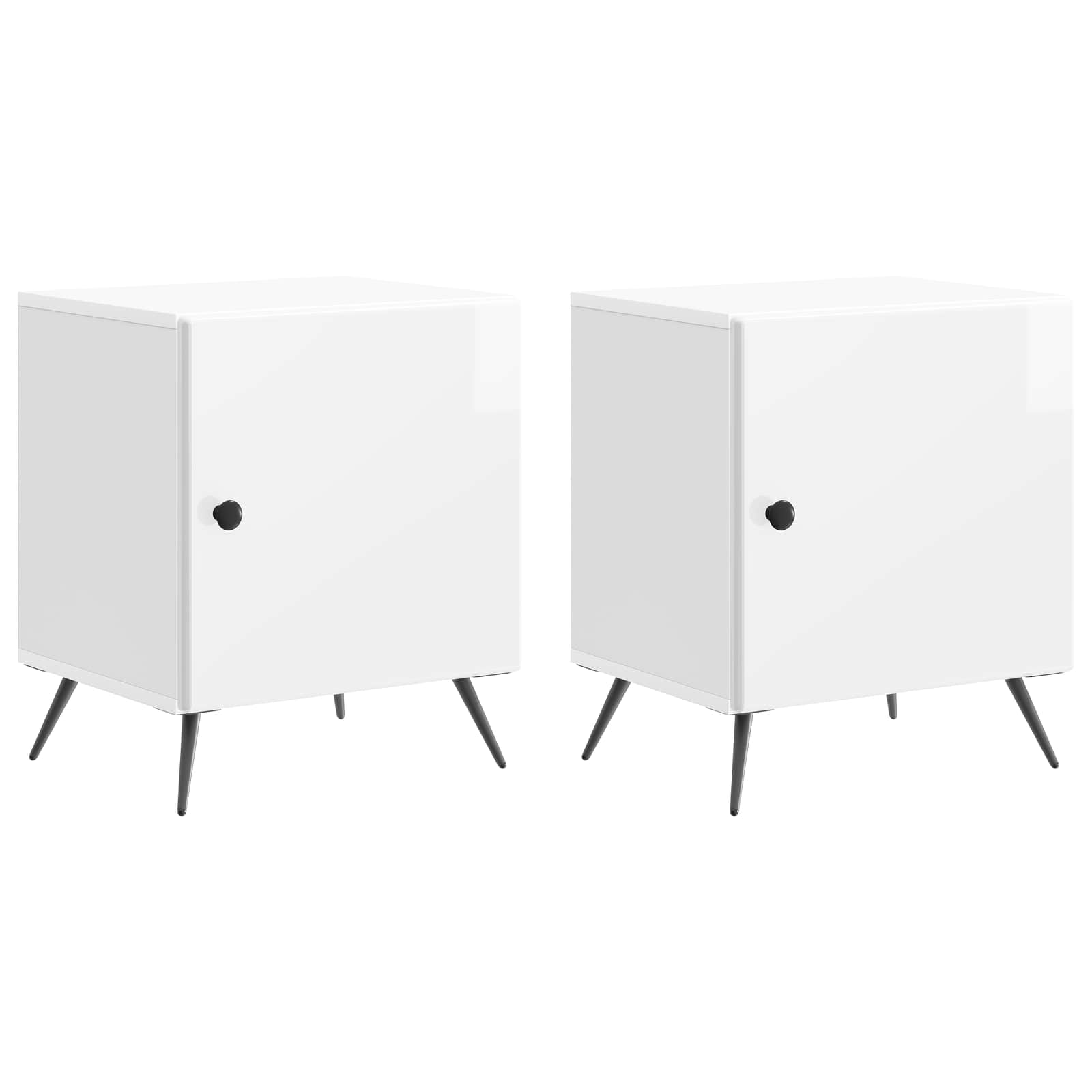 Κομοδίνο 2 pcs Γυαλιστερό Λευκό 43 x 34,5 x 50 εκ - Pakobazaar