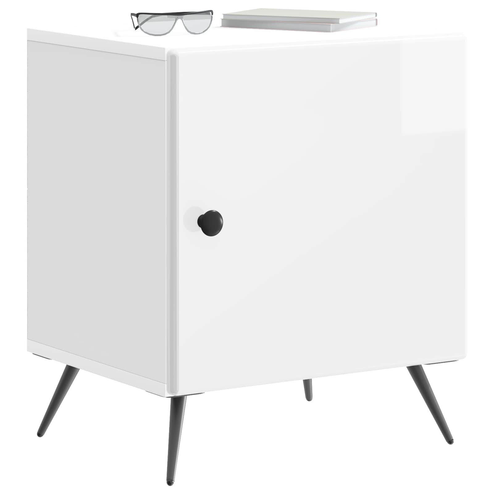 Κομοδίνο 2 pcs Γυαλιστερό Λευκό 43 x 34,5 x 50 εκ - Pakobazaar