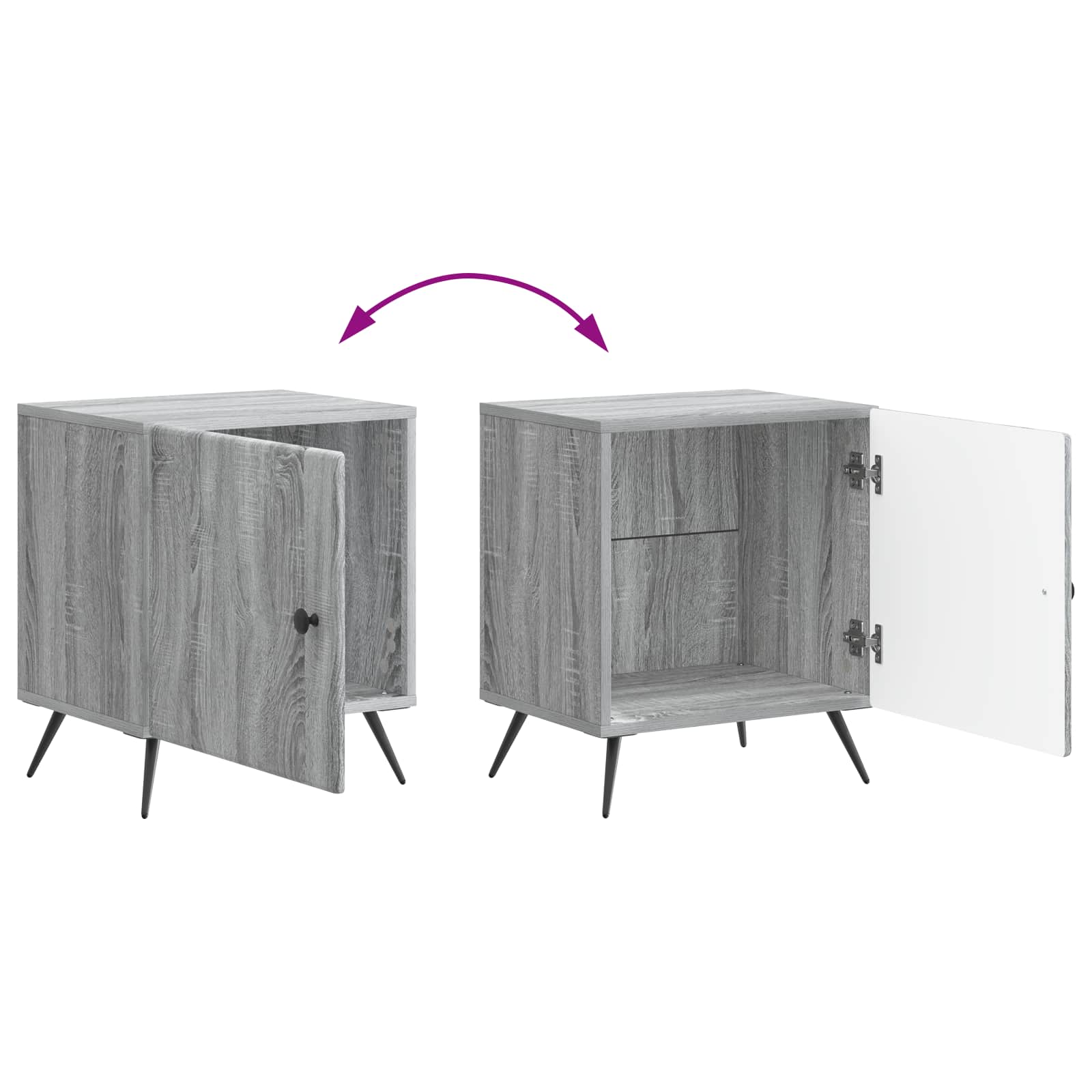 Κομοδίνο 2 pcs Γκρι Sonoma 43 x 34,5 x 50 εκ Επεξεργασμένο Ξύλο - Pakobazaar