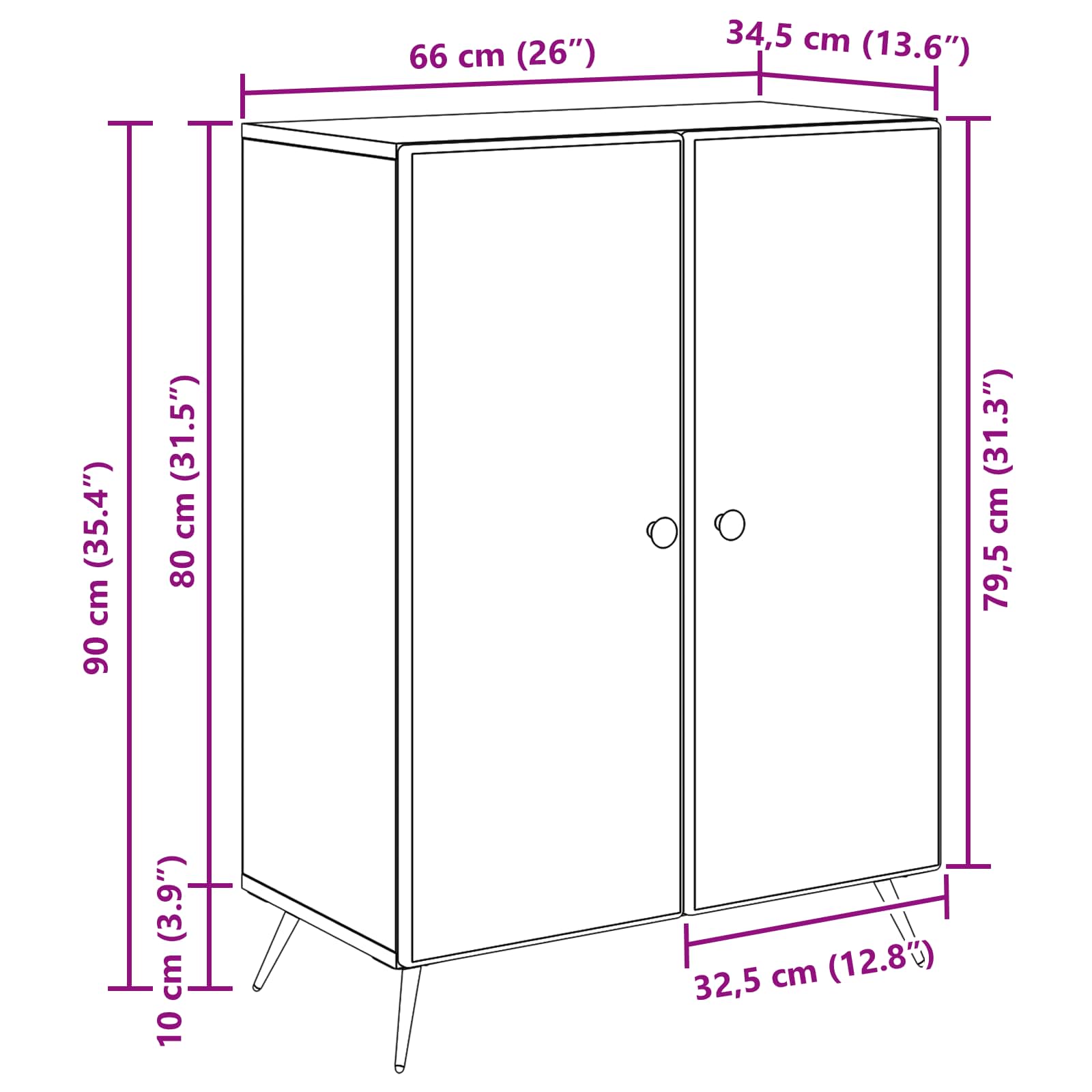 Πλαϊνό γραφείο Γυαλιστερό Λευκό 66 x 34,5 x 90 εκ - Pakobazaar