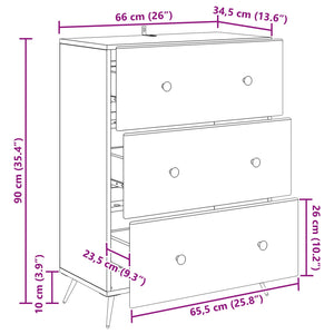 Ντουλάπι με Συρτάρια Μαύρο 66 x 34,5 x 90 εκ Επεξεργασμένο Ξύλο - Pakobazaar