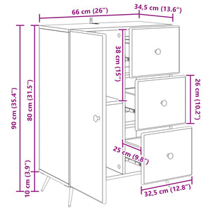 Πλαϊνό γραφείο Καπνισμένο Ξύλο Δρυός 66 x 34,5 x 90 εκ - Pakobazaar