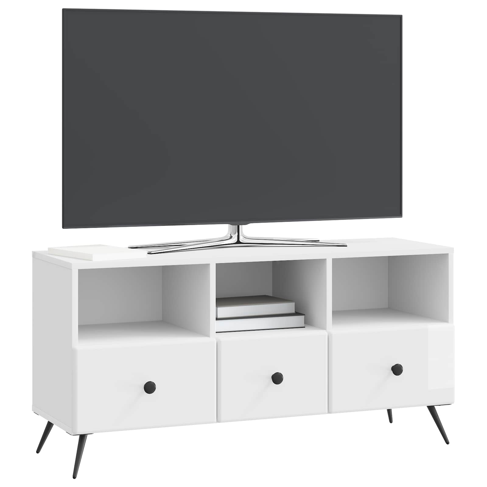 Ντουλάπι TV με συρτάρι Γυαλιστερό Λευκό 102 x 34,5 x 50 εκ. - Pakobazaar