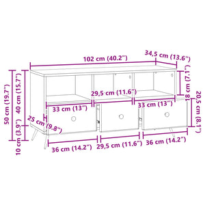 Ντουλάπι TV Καπνισμένο Ξύλο Δρυός 102 x 34,5 x 50 εκ. - Pakobazaar